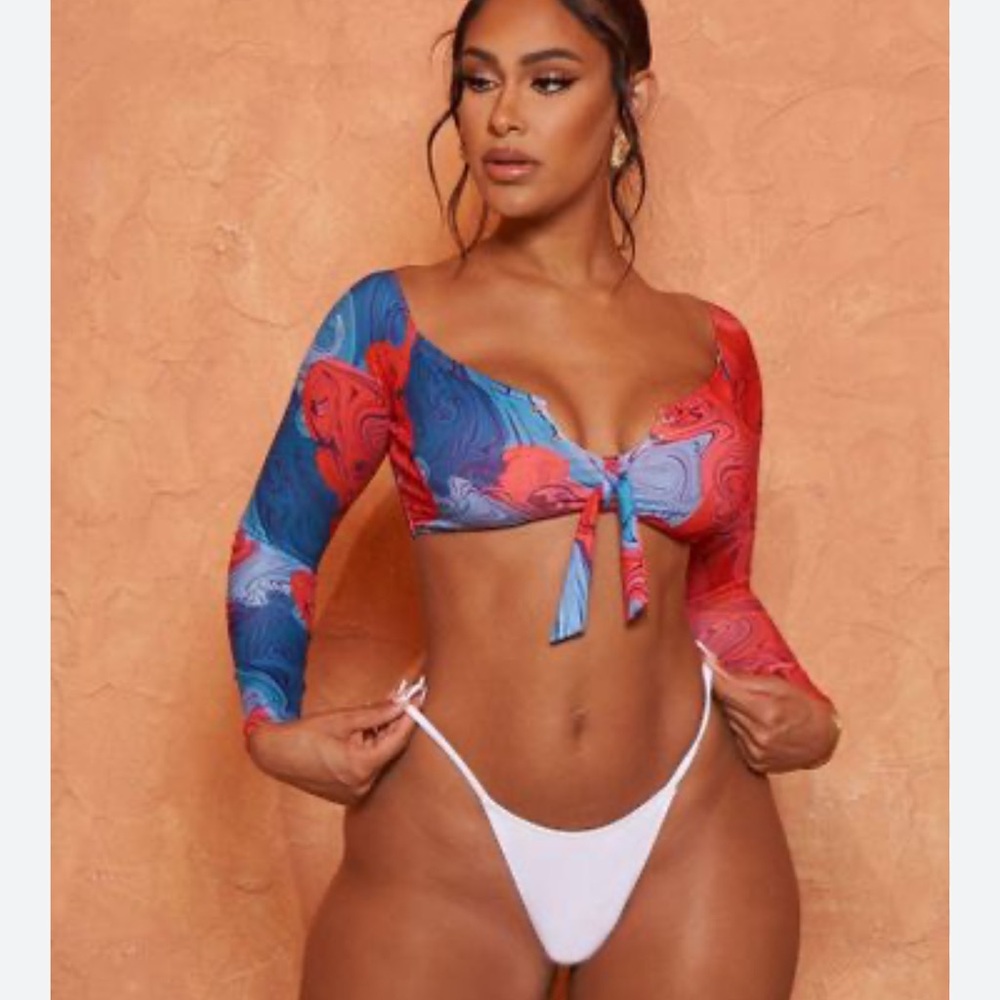 Women's Red and Blue Swirl Bikini Set